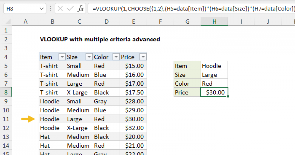Vlookup With Multiple Criteria Advanced Excel Formula Exceljet 3749